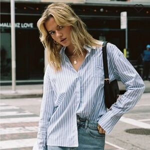 PRINCESS POLLY LETTERS TO YOU SHIRT BLUE STRIPE SHIRT